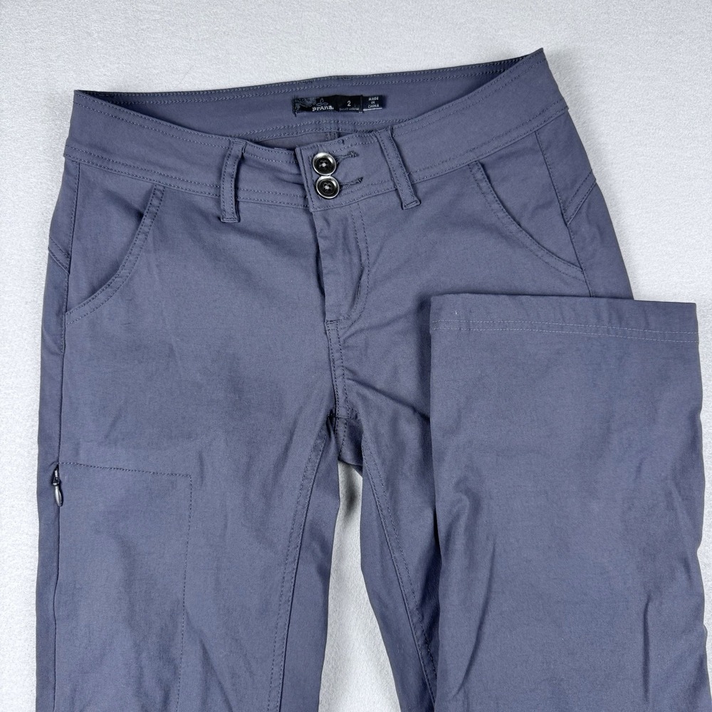 Prana Womens Halle Pant Size 2 Gray Hiking Gorp Nylon Straight Roll Up Outdoor